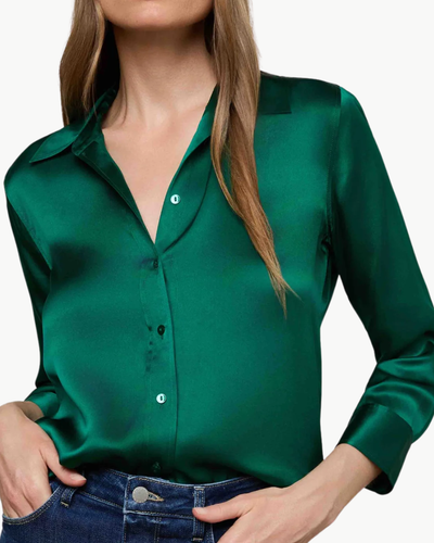 DANI 3/4 SLEEVE BLOUSE IN BOTTLE GREEN