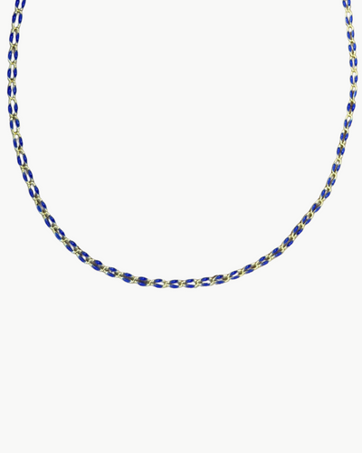 OVAL LINK NECKLACE IN DARK BLUE - Romi Boutique