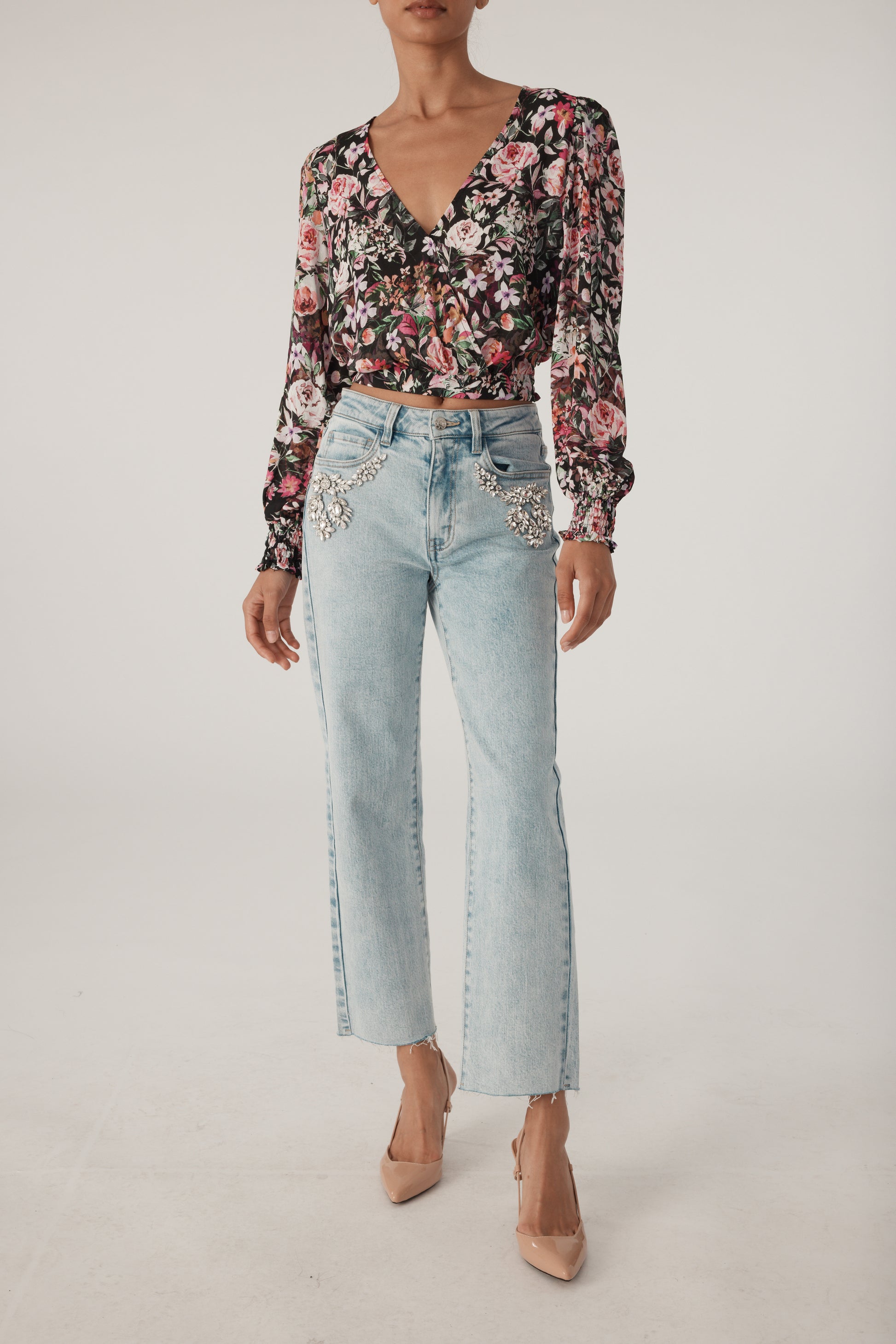 Generation Love AVANNA FLORAL WRAP BLOUSE at Romi Boutique