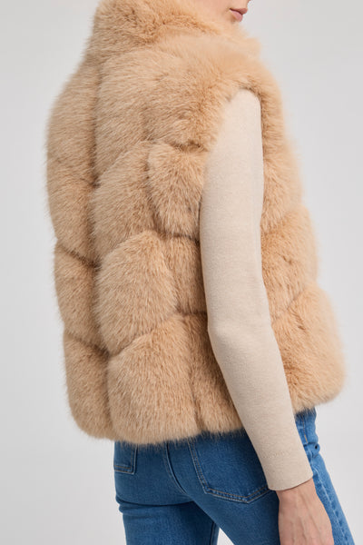 ROSARIO FAUX FUR VEST IN BEIGE