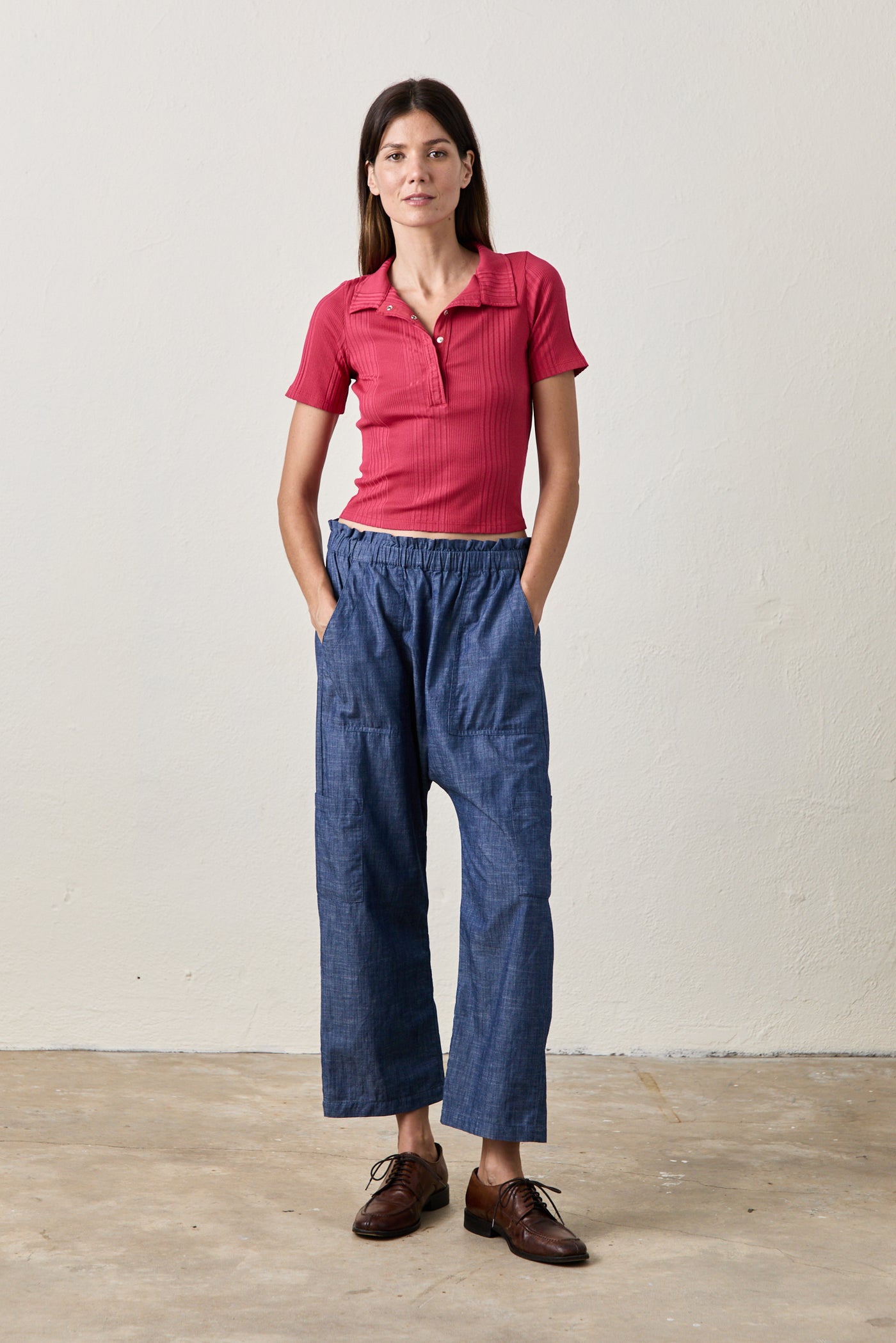 SHAILEY PAPERBAG WAIST PANTS IN INDIGO