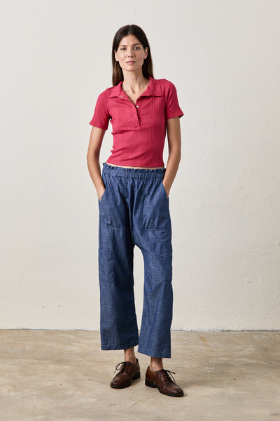 SHAILEY PAPERBAG WAIST PANTS IN INDIGO