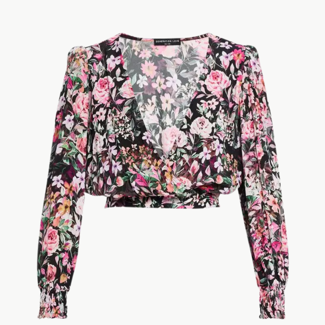 Generation Love AVANNA FLORAL WRAP BLOUSE at Romi Boutique