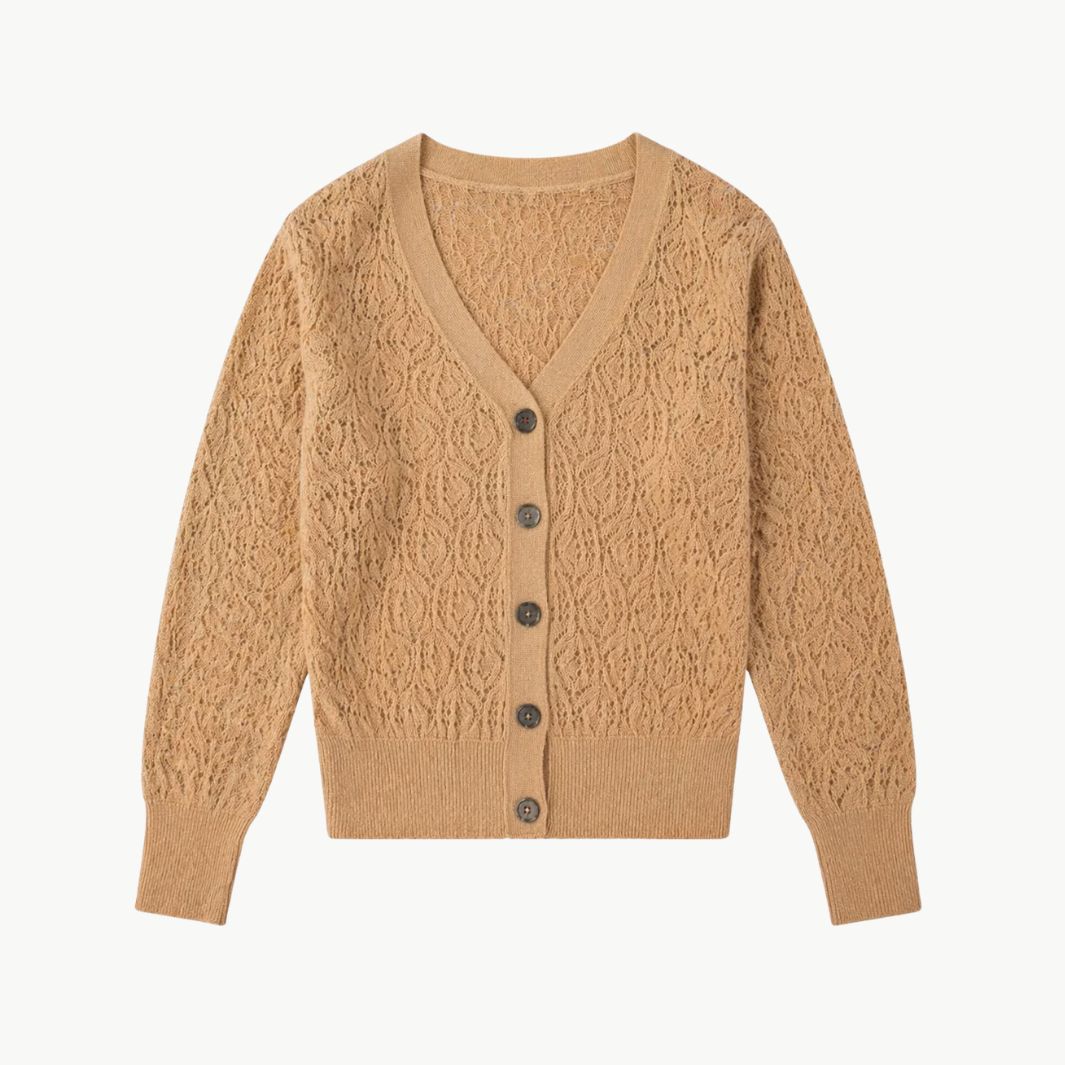 Brazeau Tricot Lace Patch Cardigan at Romi Boutique