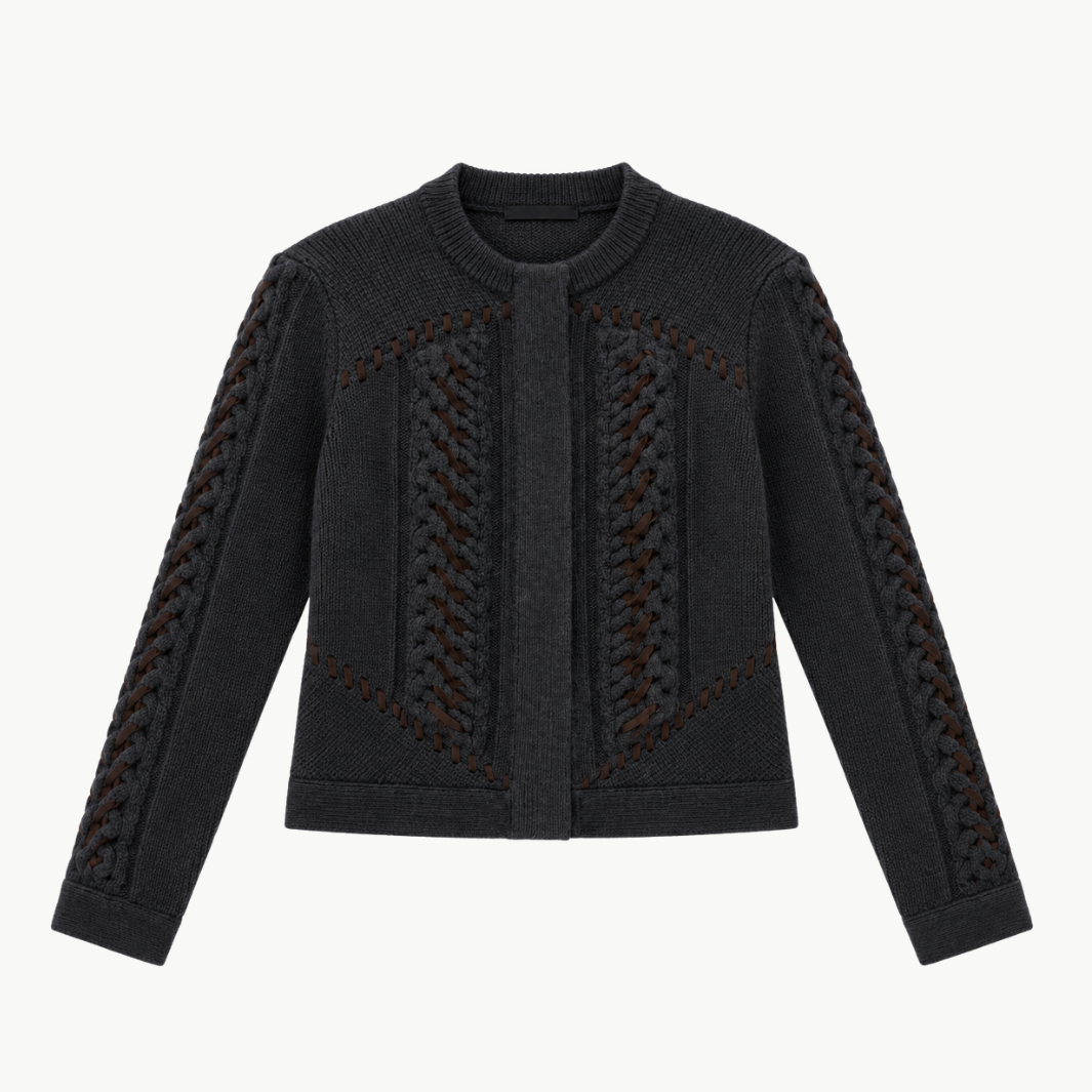 TWP Suede Cable Sweater Jacket at Romi Boutique