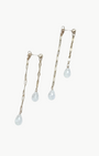 Maya Bauman DOUBLE TROUBLE GEM EARRINGS IN GOLD/MOONSTONE at Romi Boutique