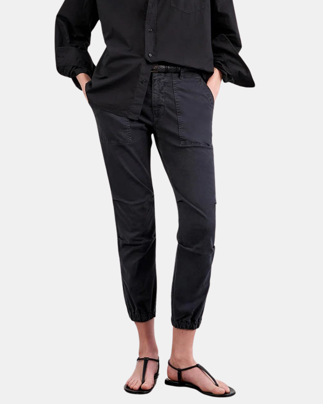 CROPPED MILITARY PANT IN CARBON - Romi Boutique