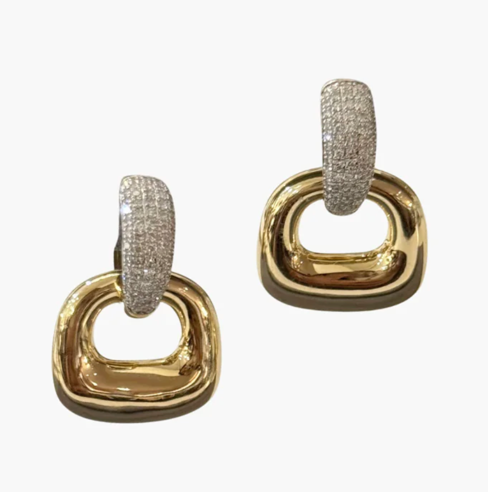 Lumilla Large Diamond Door Knob Earrings at Romi Boutique
