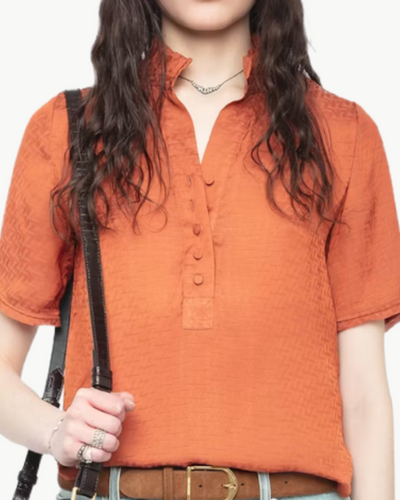 TOPHER SATIN TOP IN SIENNA