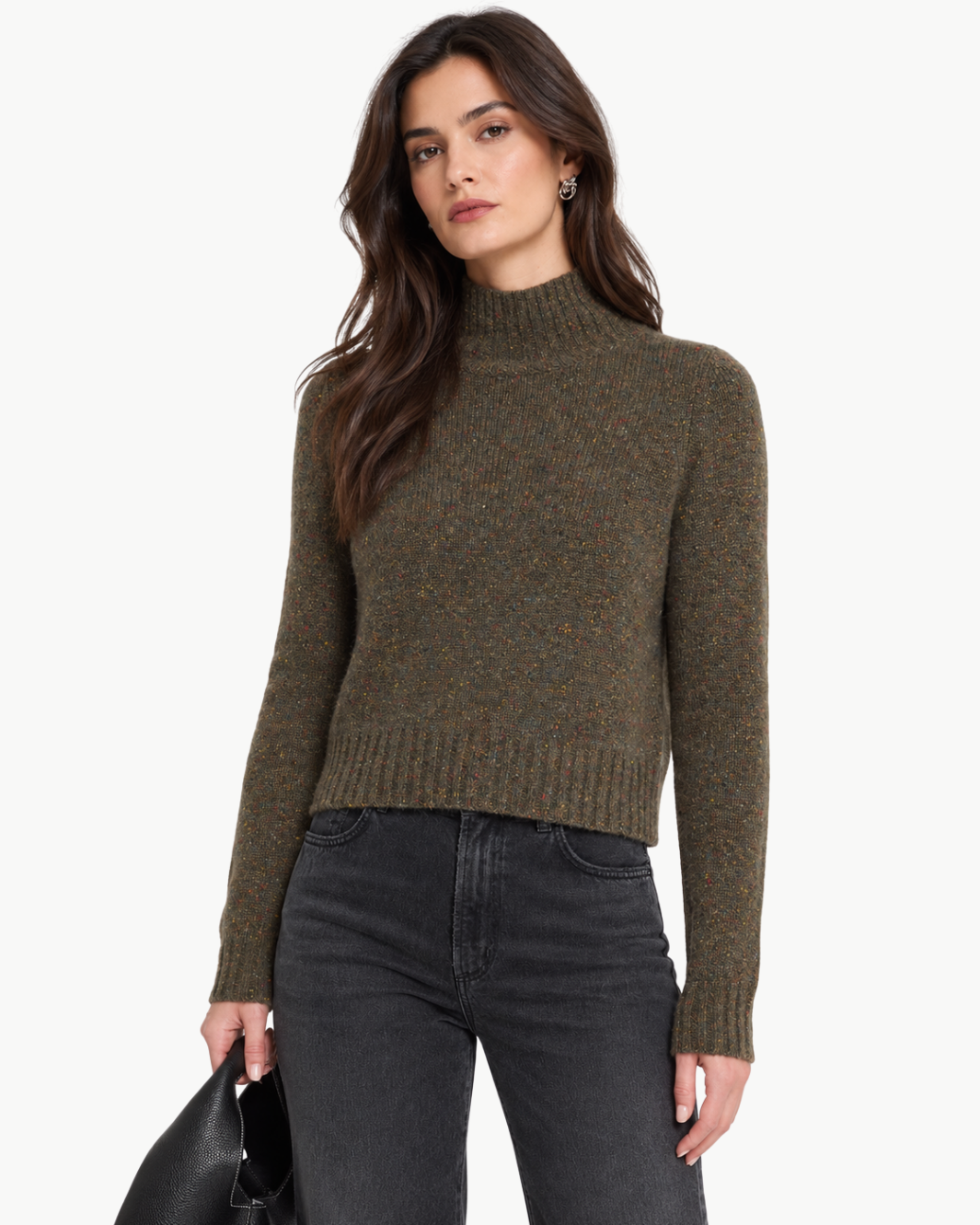 Cashmere Mock-Neck Donegal Sweater
