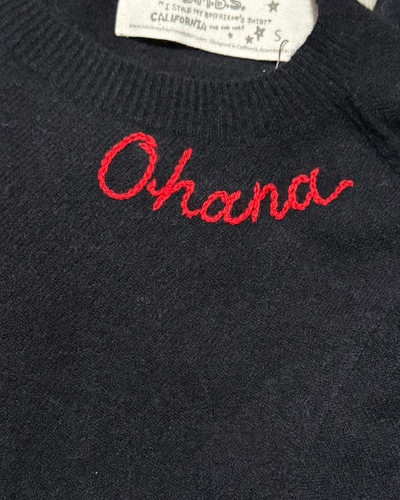 OHANA CASHMERE CREW IN BLACK/RED