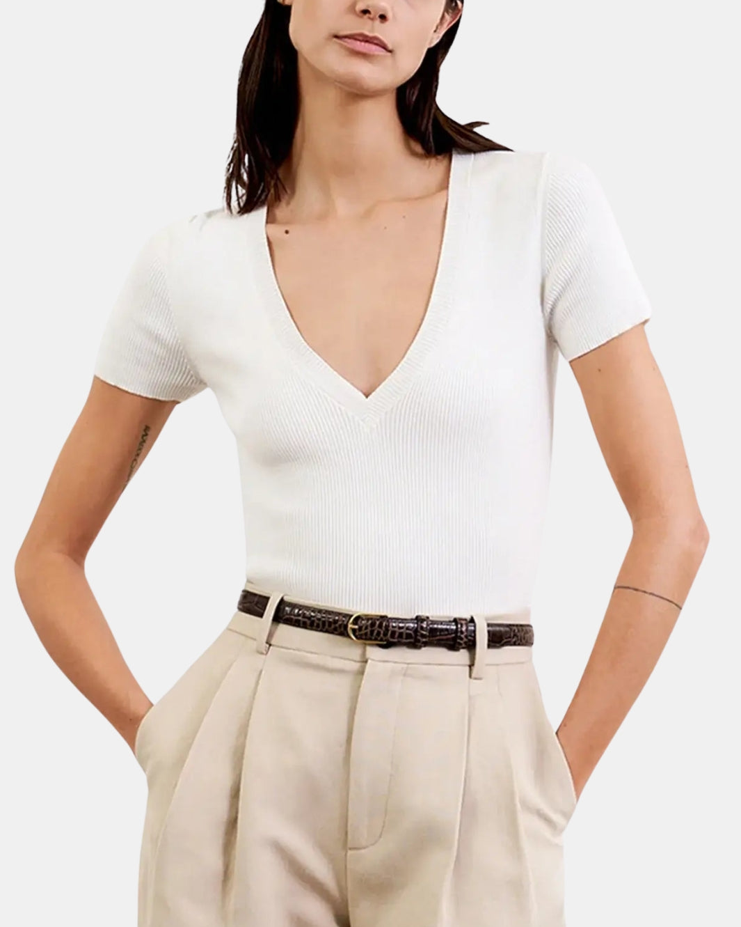 ITALIA COTTON RIBBED SWEATER IN IVORY - Romi Boutique
