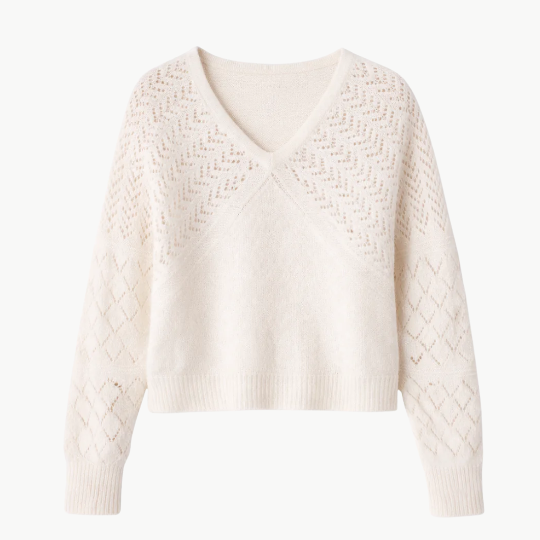 Autumn Cashmere FANCY POINTELLE STITCHERY DOLMAN V at Romi Boutique