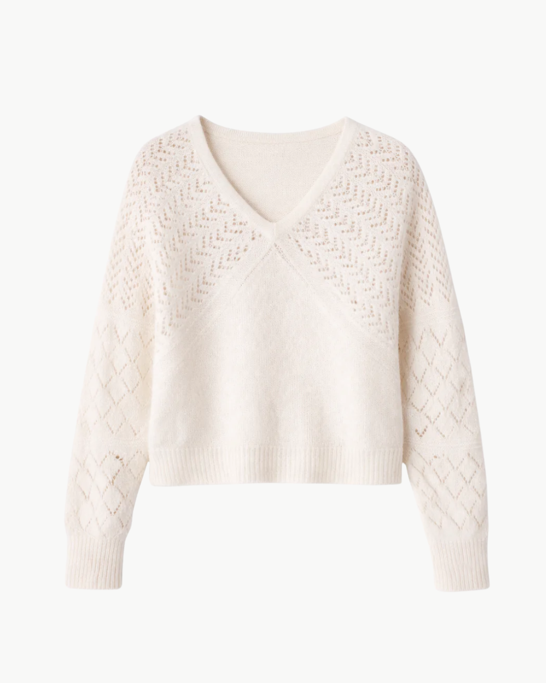 Autumn Cashmere FANCY POINTELLE STITCHERY DOLMAN V at Romi Boutique
