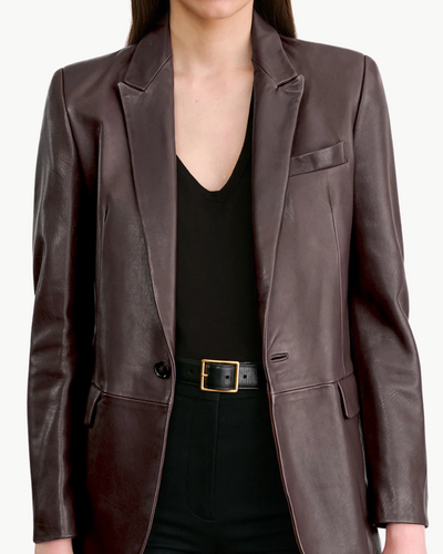 BELMONDE LEATHER TAILORED JACKET IN BORDEAUX
