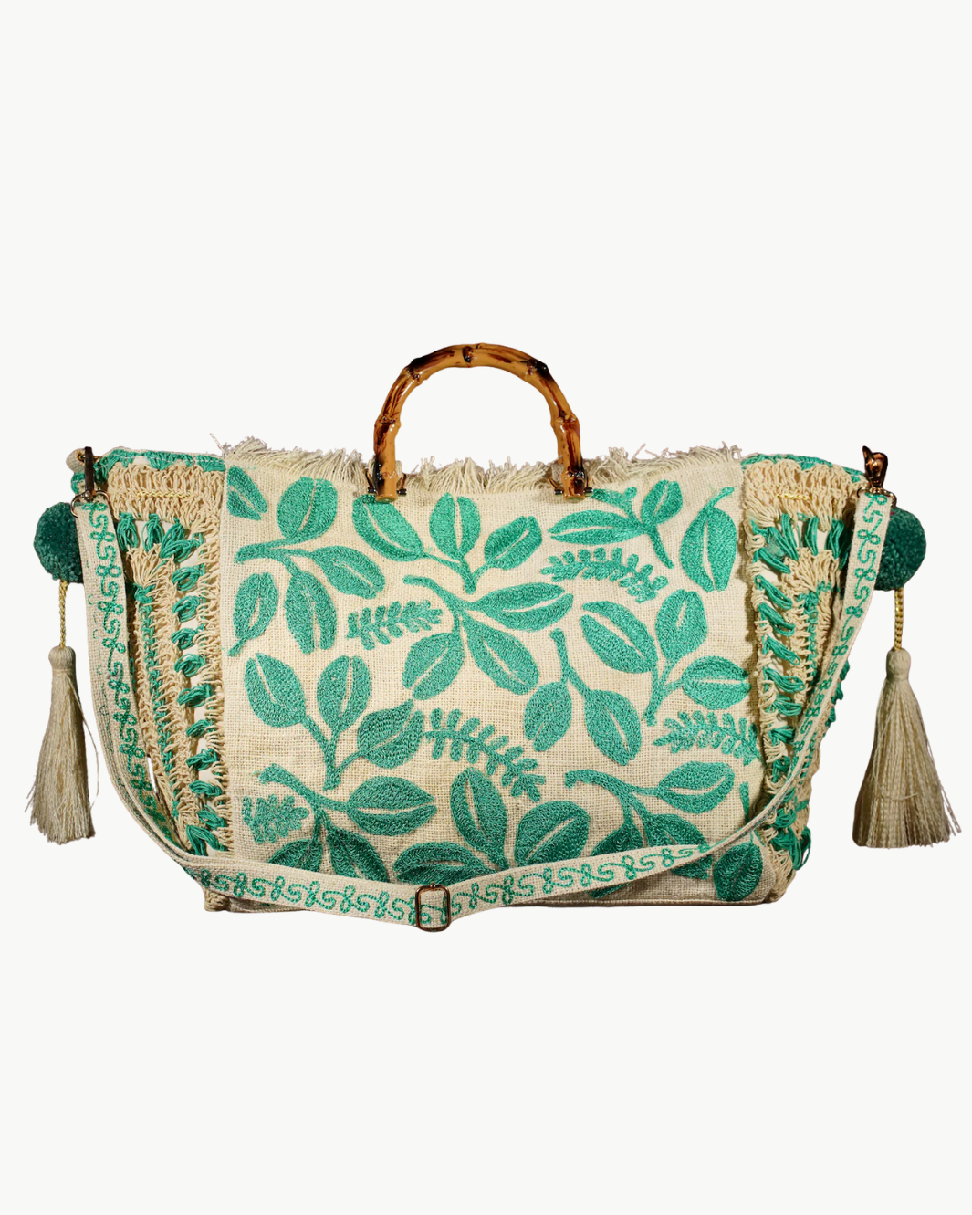 HARYALI JUTE TOTE IN AQUA - Romi Boutique
