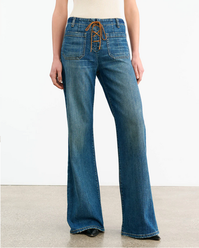 FLORENCE LACE UP JEAN IN CLASSIC WASH