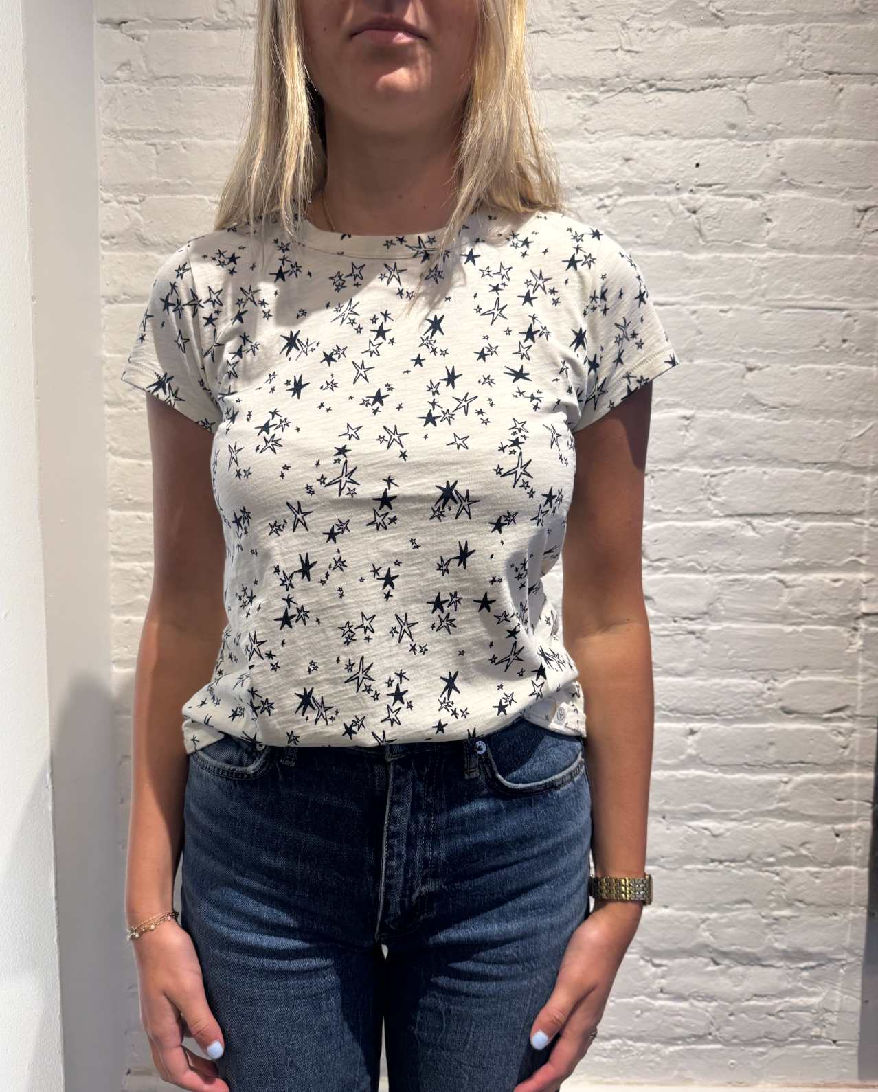 ALL OVER STARS TEE IN IVORY MULTI