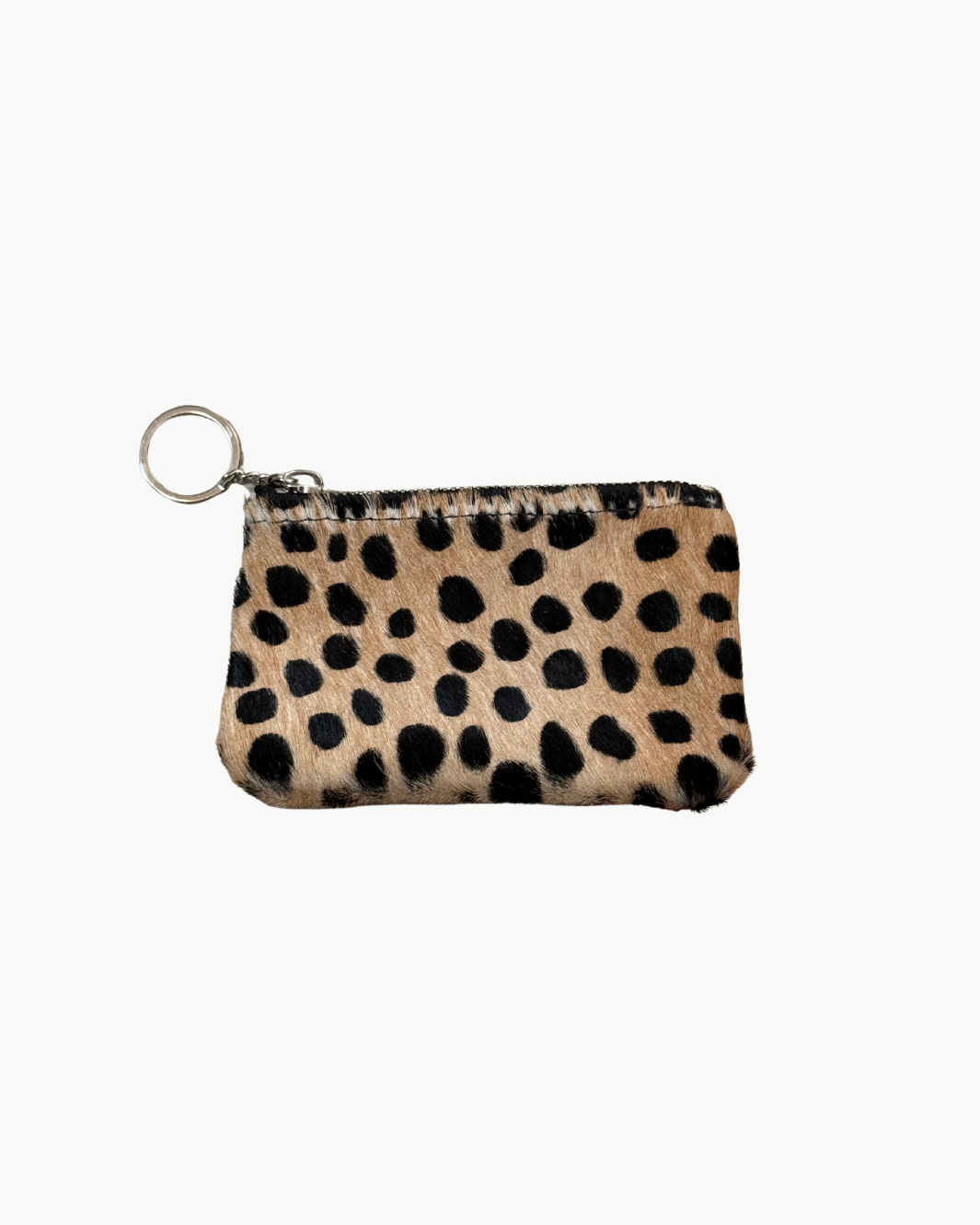 CHEETAH HAIR ON HIDE KEYCHAIN IN HOT PINK LEATHER