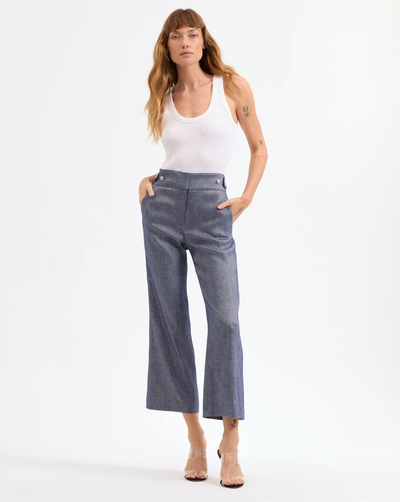 AUBRIE LINEN PANT IN BLUE MELANGE