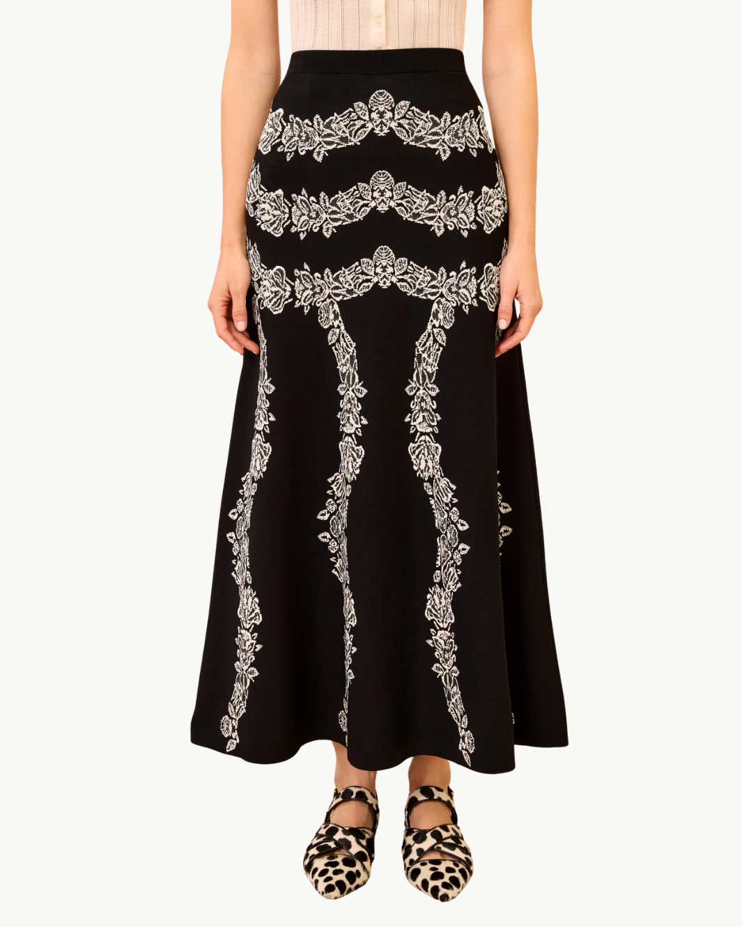 VALENCIA JACQUARD MIDI SKIRT IN BLACK