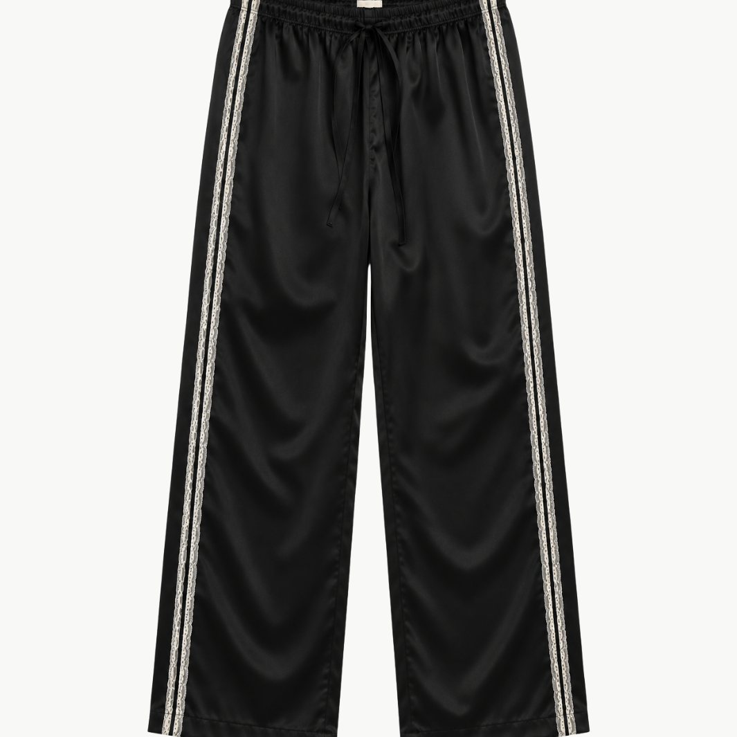 The Silk Lace Stripe Crop Pant