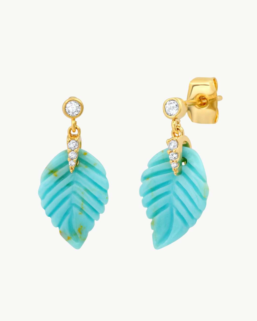 LEAF EARRING IN TURQUOISE by TAI - Romi Boutique