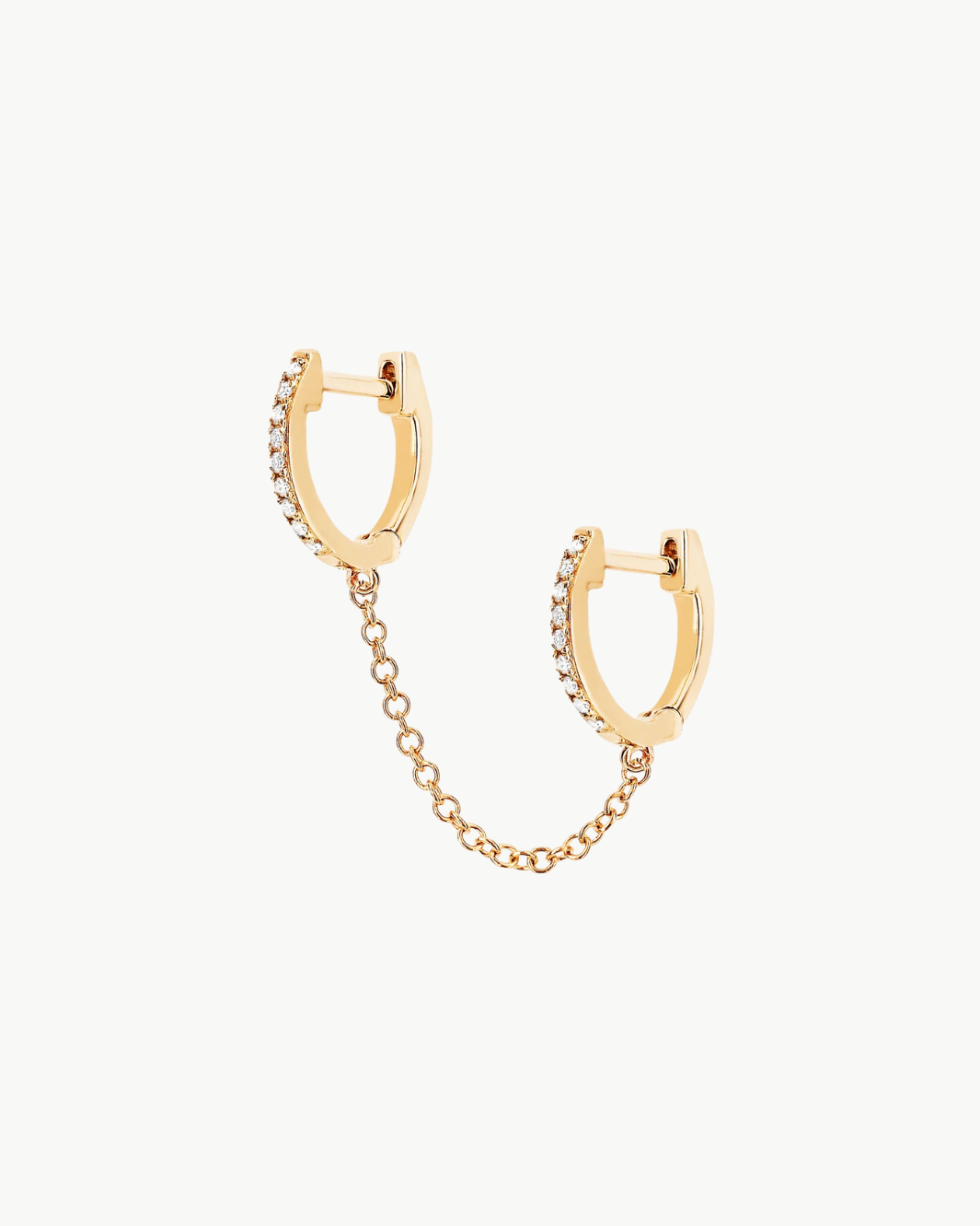 DIAMOND DOUBLE MINI HUGGIE CHAIN EARRING IN 14K YELLOW GOLD