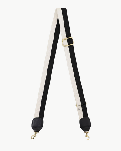 ADJUSTABLE CROSSBODY STRAP IN BLACK/CREAM