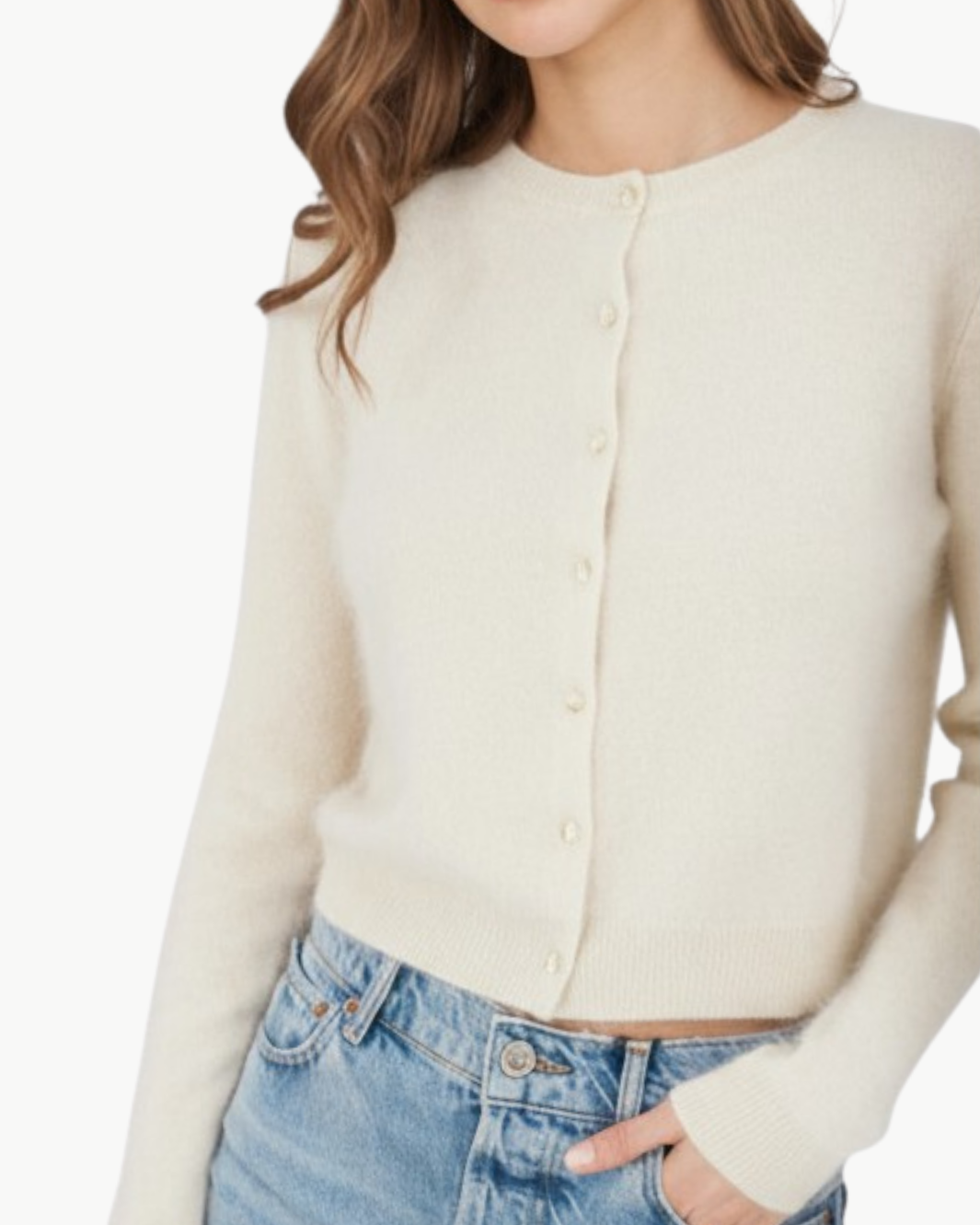 BRUSHED BABY CARDIGAN IN CLOUDS