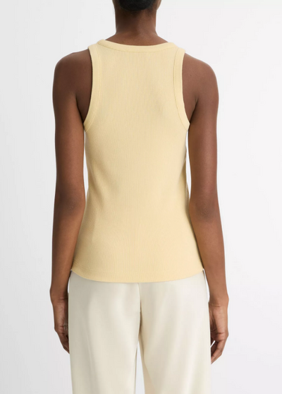 RIBBED SCOOP-NECK TANK IN BUTTER
