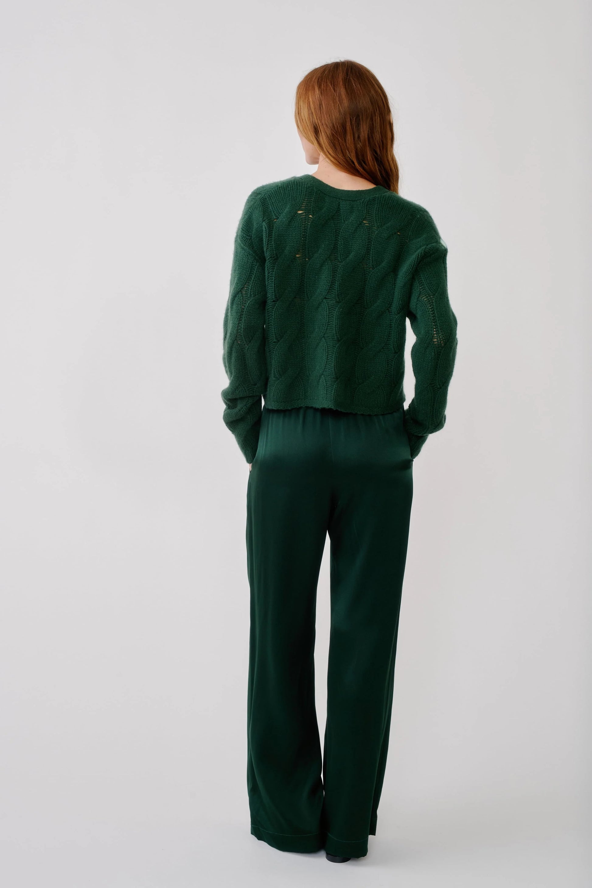 Brynn High Rise Pull On Wide Leg Silk Pant