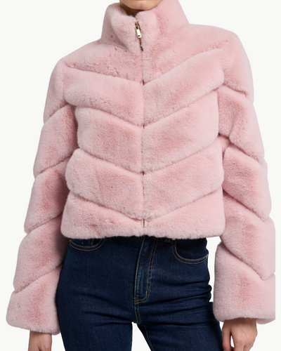 BRIANNA FAUX FUR JACKET IN BALLET SLIPPER