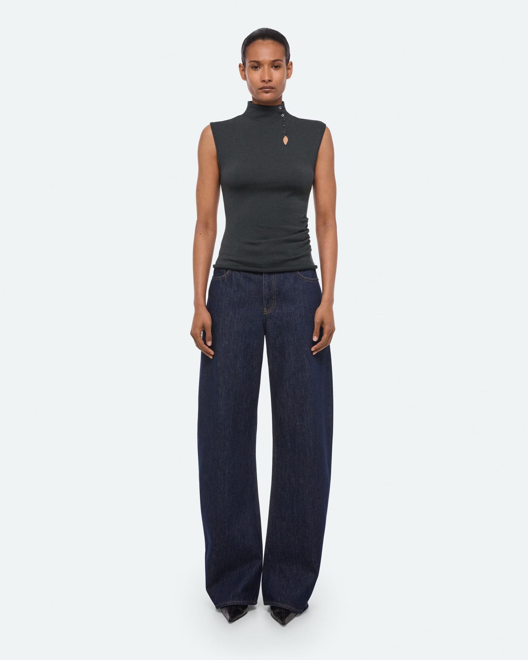Button Turtleneck Tank