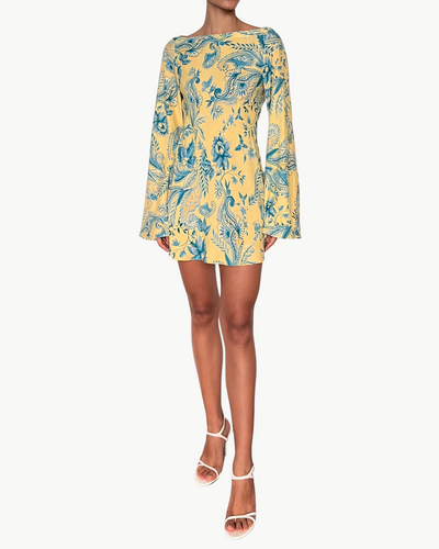 MINI BIAS DRESS IN BLUE YELLOW MIX