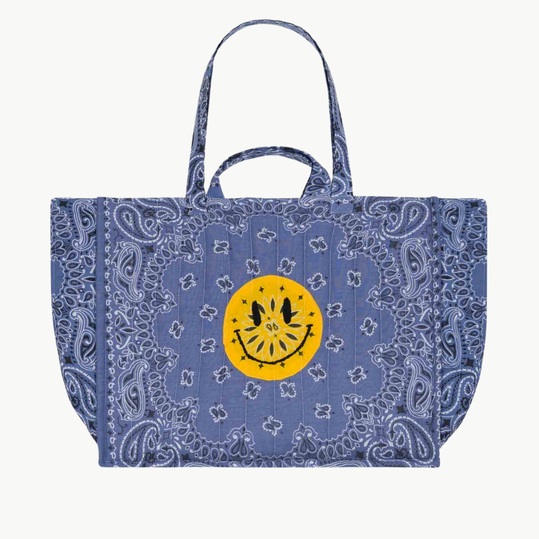 Quilted Medium Cabas Tote - Happy Face
