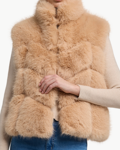 ROSARIO FAUX FUR VEST IN BEIGE