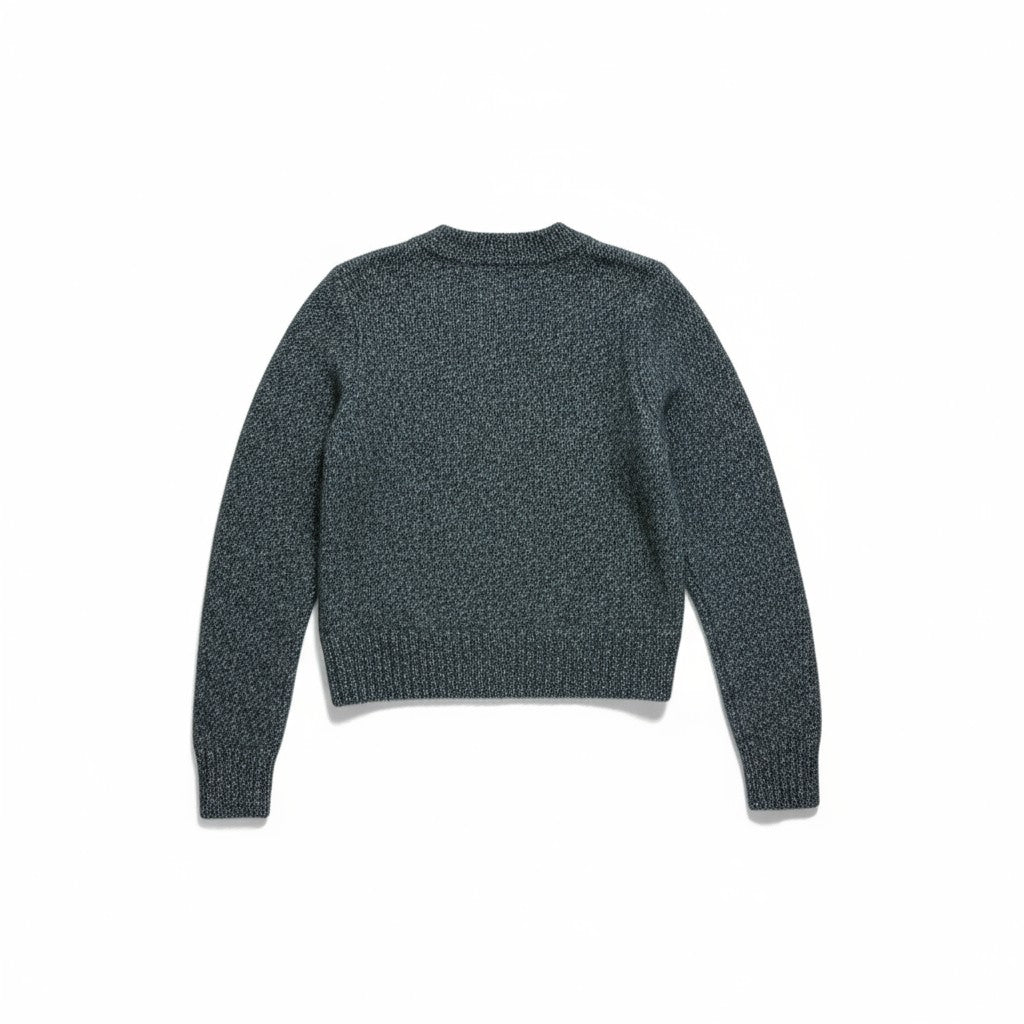 CASHMERE SILK MARLED RELAXED CREW CARDI IN BLACK