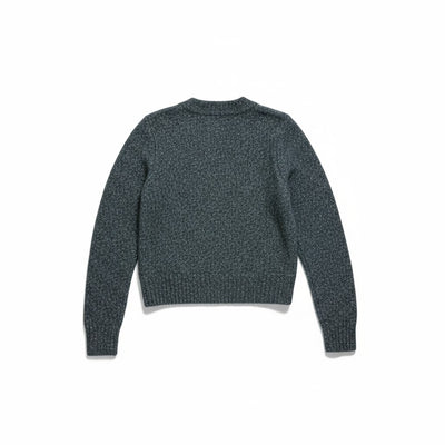 CASHMERE SILK MARLED RELAXED CREW CARDI IN BLACK