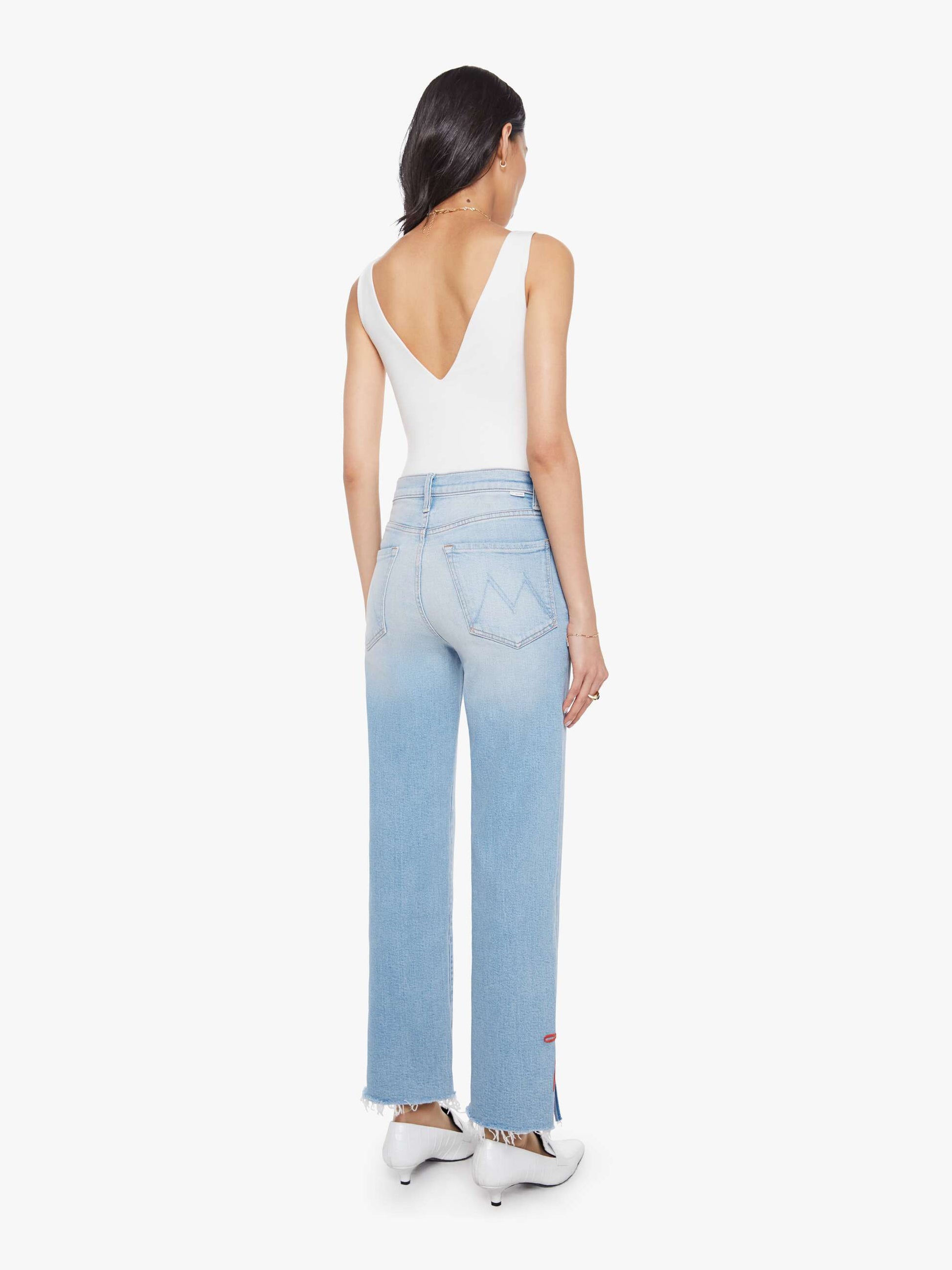 Mother THE RAMBLR ZIP SLICE HOVR FRAY at Romi Boutique
