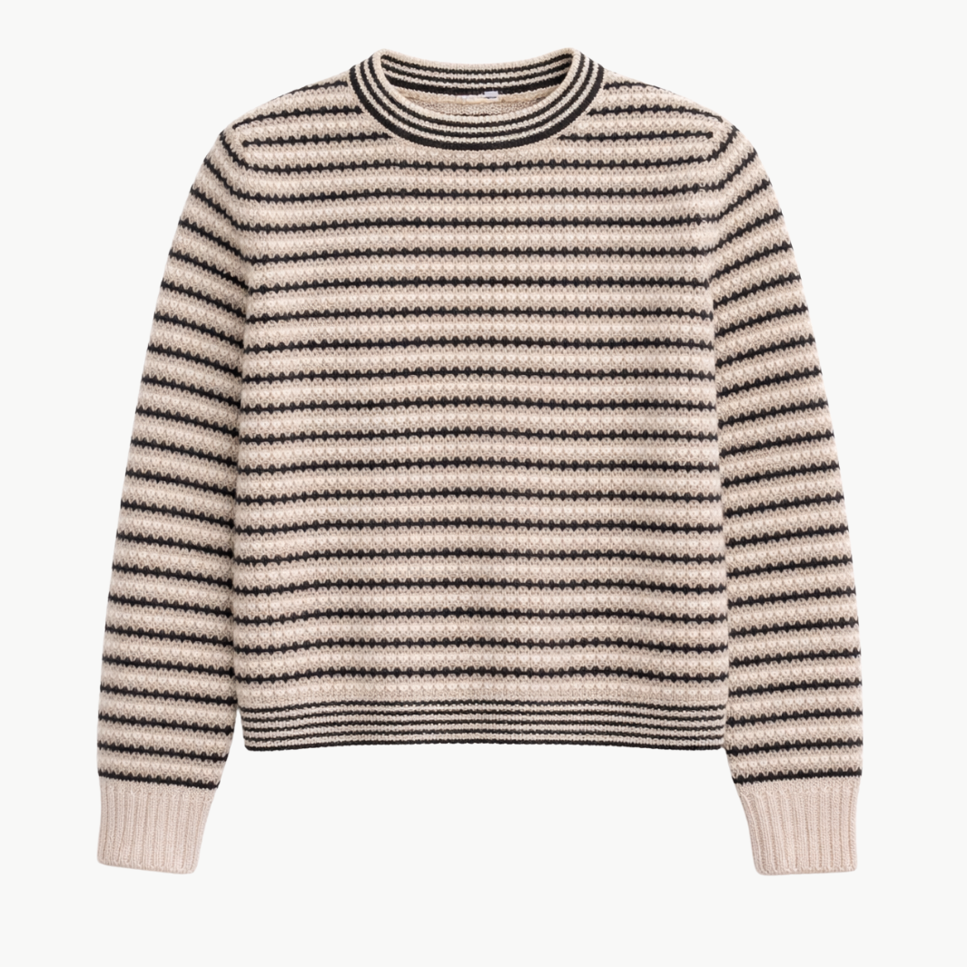 CASHMERE TEXTURED STRIPE CREW