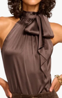 Ramy Brook Lori Silk High Neck Tank TOp at Romi Boutique