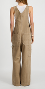 SLOUCH BIB OVERALL IN WORN KHAKI - Romi Boutique