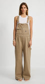 SLOUCH BIB OVERALL IN WORN KHAKI - Romi Boutique