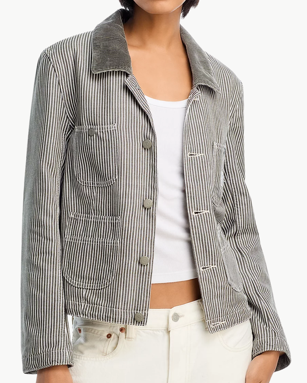 SLIM CHORE JACKET IN RAILROAD GREY - Romi Boutique