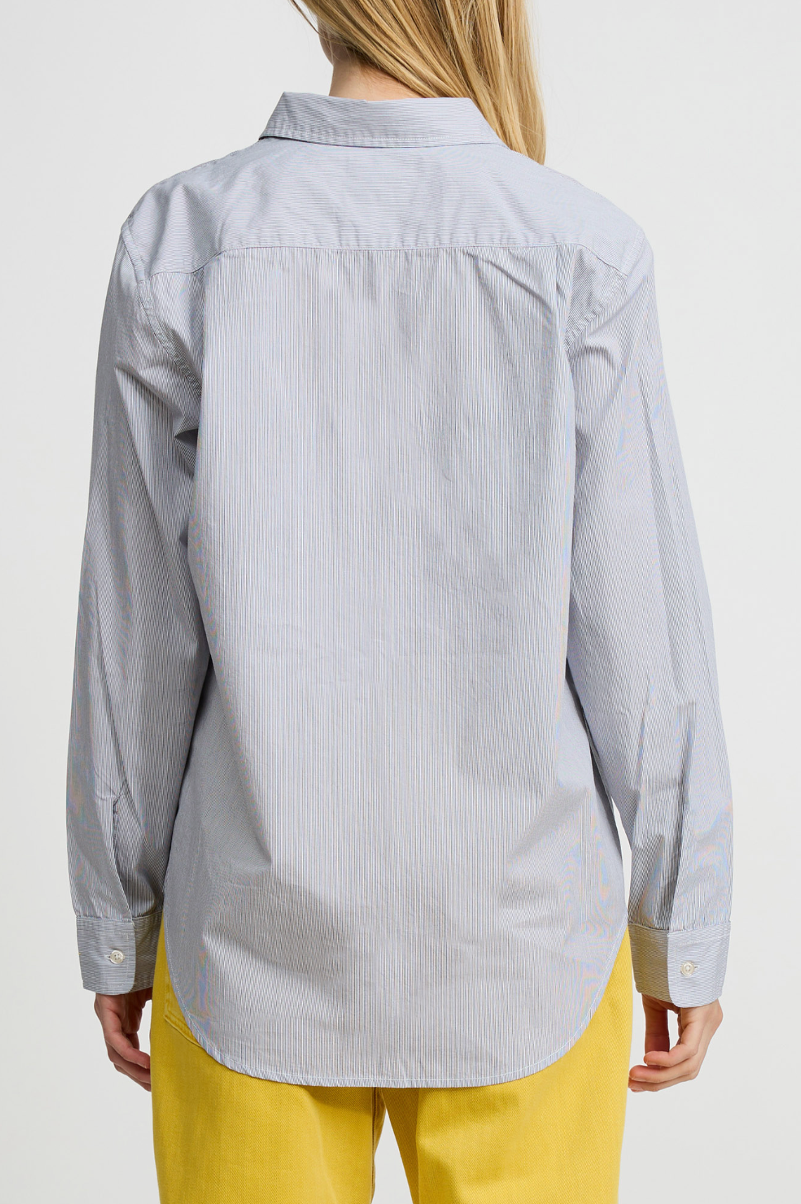 BOYFRIEND SHIRT IN ECRU WHITE NAVY PINSTRIPE - Romi Boutique