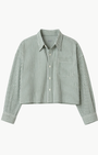 CROPPED SHIRT IN GREEN STRIPE by Denimist - Romi Boutique