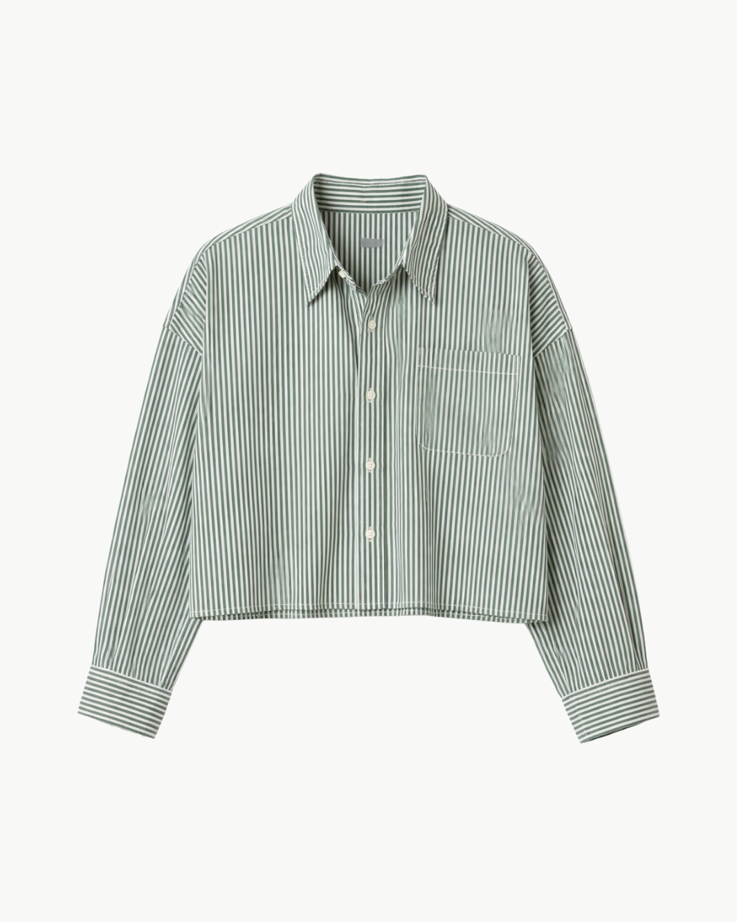 CROPPED SHIRT IN GREEN STRIPE by Denimist - Romi Boutique