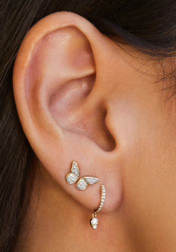 DIAMOND FLUTTER STUD EARRINGS IN ROSE GOLD - Romi Boutique