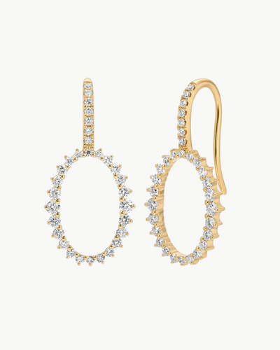 GRADUATED DIAMOND OVAL EARRING IN 14K YELLOW GOLD